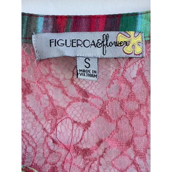 Figueroa & Flower sheer  floral and lace blouse SM - Picture 3 of 11